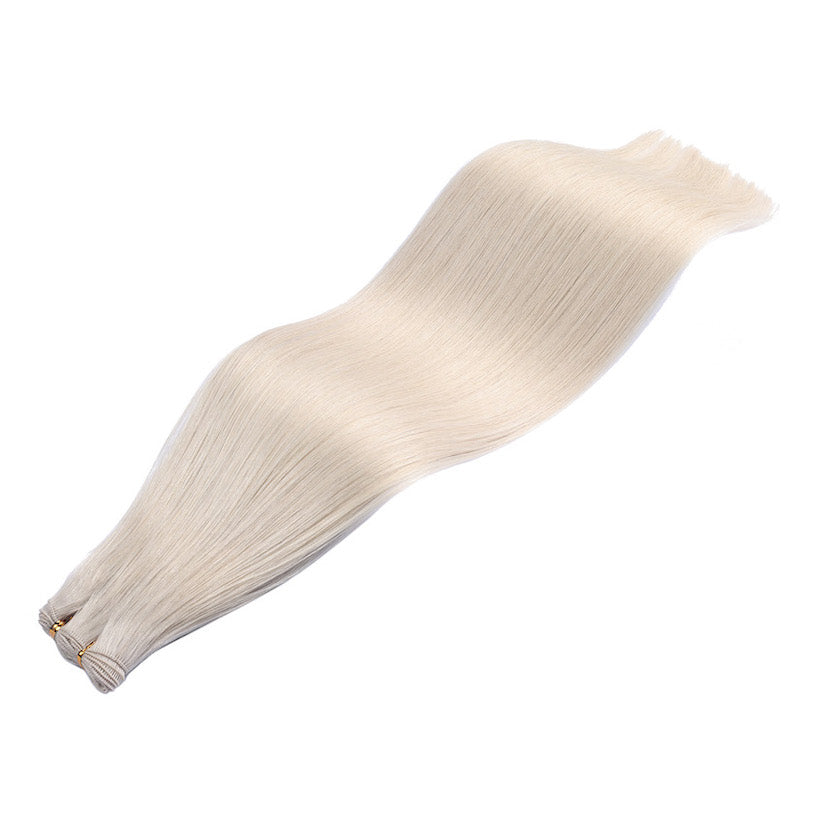 #ASH BLONDE West European Hand Tied Extensions With Cut Points