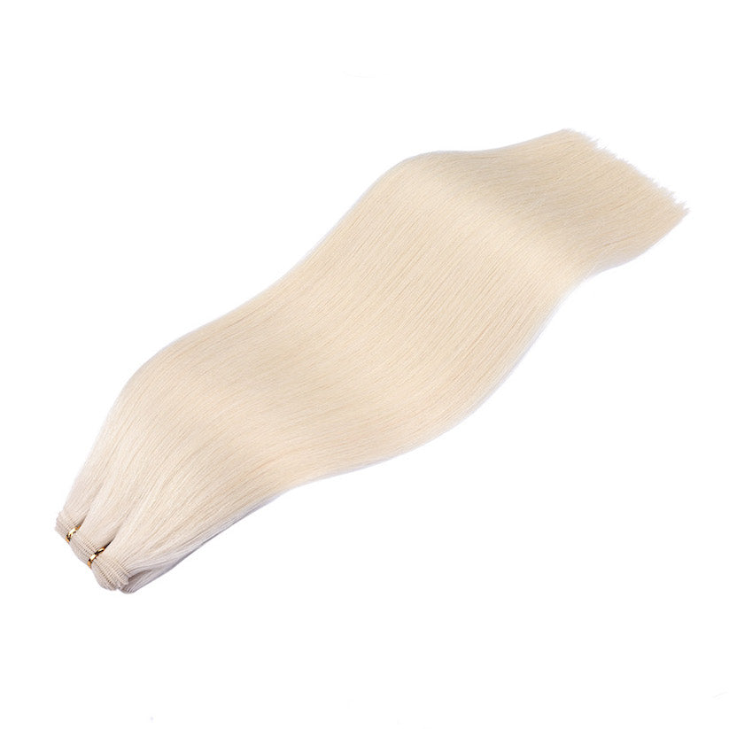 #WHITE BLONDE West European Cuticle Intact Hand Tied Extensions With Cut Points