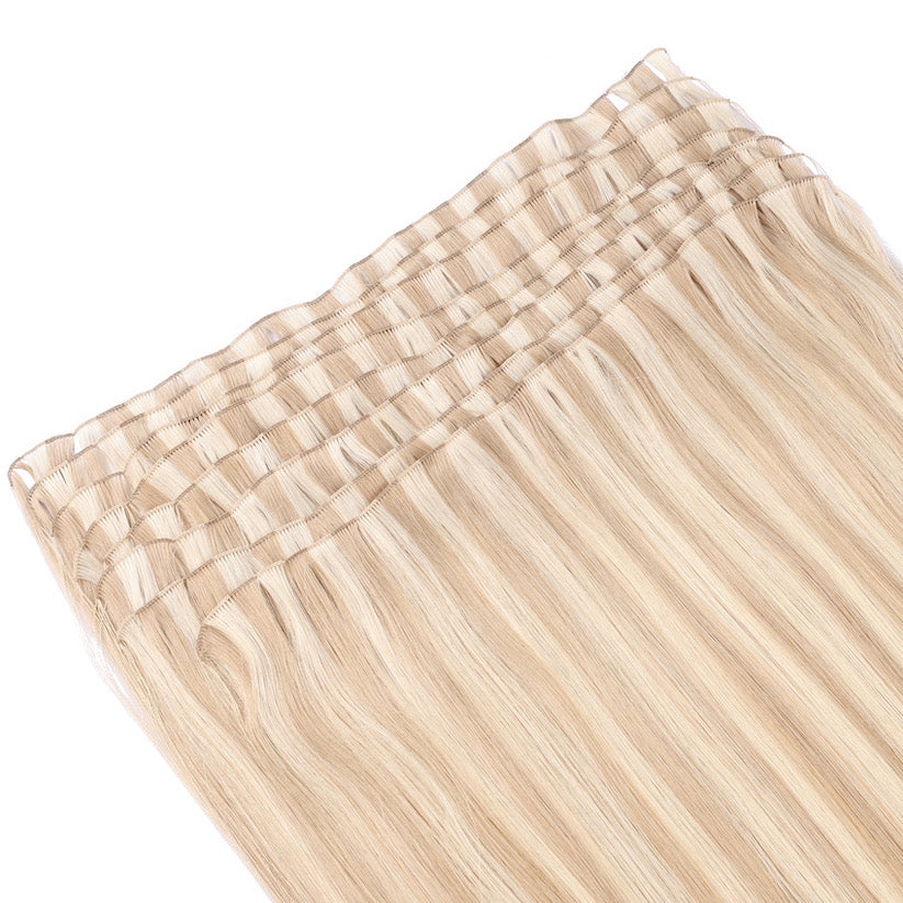 #ASH BLONDE West European Hand Tied Extensions With Cut Points